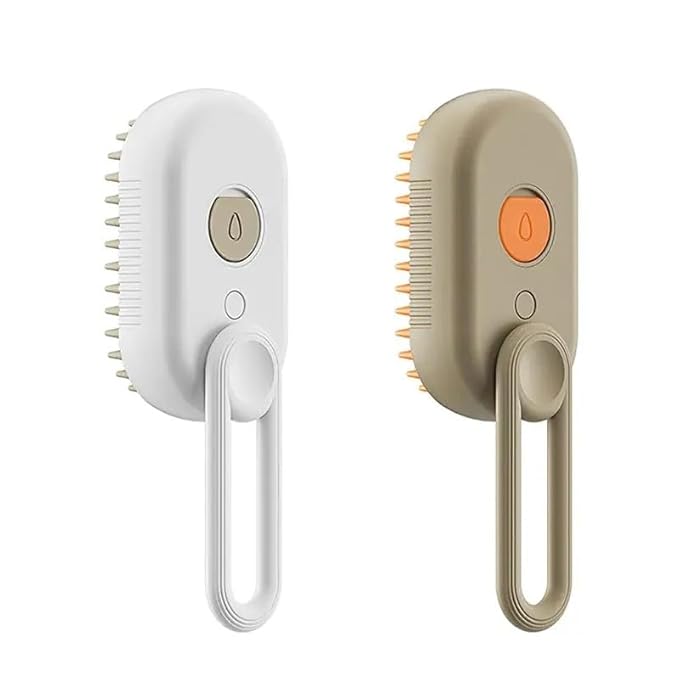 4-in-1 Cat Grooming Brush β Water Spray & Self-Cleaning Shedding Brush for Cats & Dogs β Pet Hair Removal & Massage Comb for Long & Short Hair (beige).-PurrikoPets