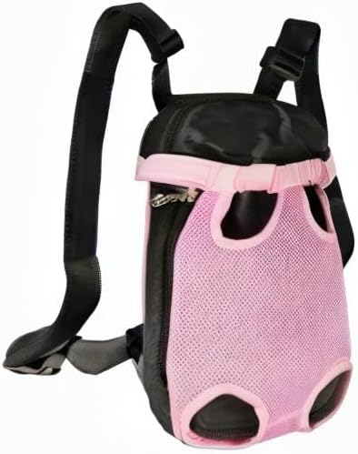 FEimaX Dog Carrier Backpack Pet Legs Out Front Cat Travel Bag, Adjustable Puppy Backpacks Carriers Hands-Free for Small Medium Dogs Cats Hiking Traveling Camping Daily Walking (Large, Pink)-PurrikoPets