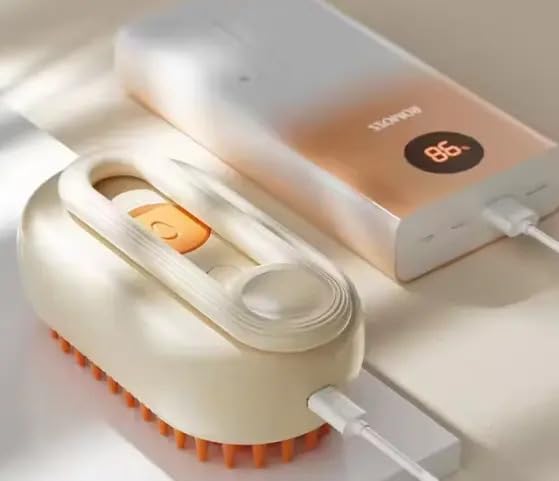 3-in-1 Cat Grooming Brush – Water Spray & Self-Cleaning Shedding Brush for Cats & Dogs – Pet Hair Removal & Massage Comb for Long & Short Hair (beige).-PurrikoPets