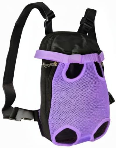 FEimaX Dog Carrier Backpack Pet Legs Out Front Cat Travel Bag, Adjustable Puppy Backpacks Carriers Hands-Free for Small Medium Dogs Cats Hiking Traveling Camping Daily Walking (Medium, Purple)-PurrikoPets