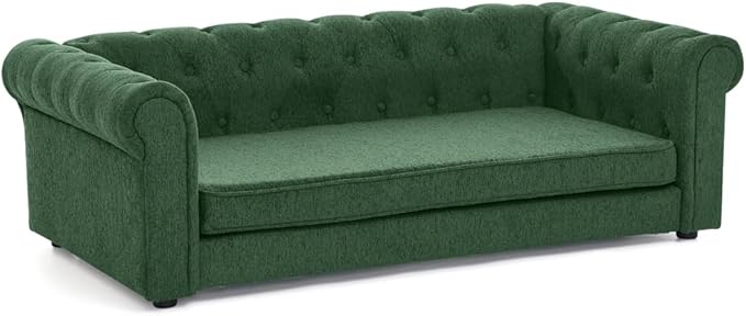 Dog Sofa Couch for Medium to Large Dogs, 55" Memory Foam Pet Sofa Couch with Washable Fabric, Durable Elevated Dog Bed with Legs, Removable Cushion for Medium and Large Dogs, Green-PurrikoPets