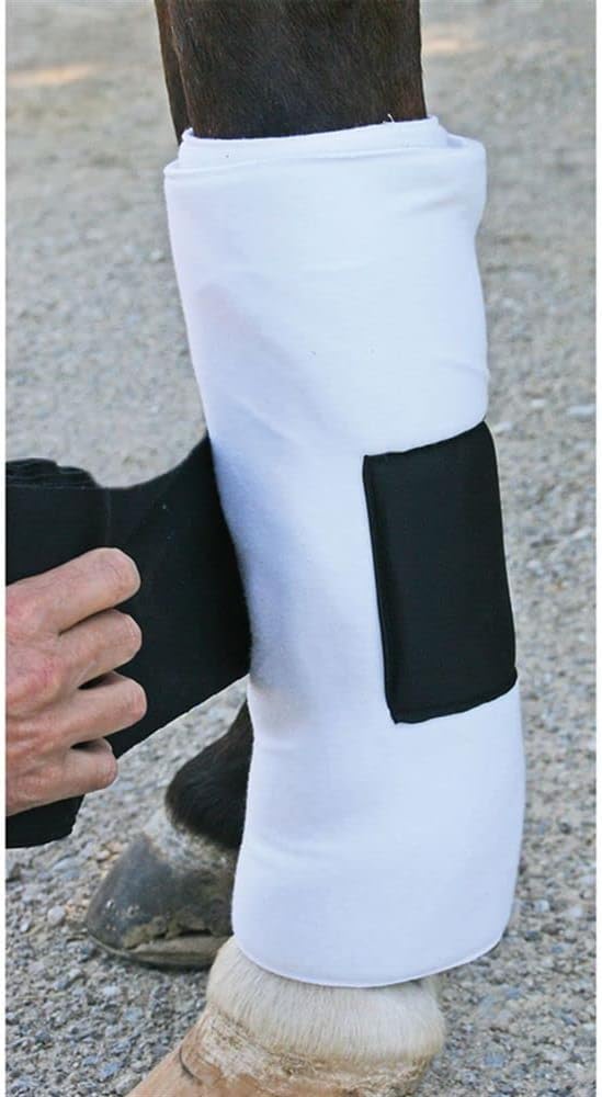 Dura-Tech Combo No Bow Leg Wraps for Horses | Perfect & Quick Bandage Application | Innovative Protection | Heavy-Duty Hook & Loop Closure | White & Black Combo-PurrikoPets