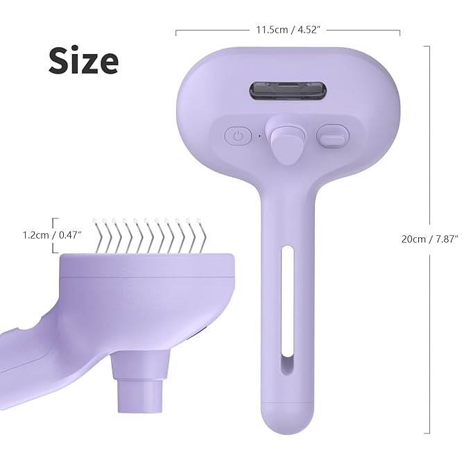 3-in-1 Self-Cleaning Brush for Shedding Dogs and Cats - Removes Static, Tangles, and Loose Hair (Purple)-PurrikoPets