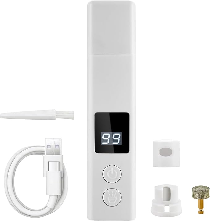 Dog Nail Grinder with 4-Speeds,Pet Claw Trimmers with 2 Modes Lighting UV, Nail Clippers for Small Medium and Large Dogs and Cats, Animal Nail Care,Grooming (White)-PurrikoPets