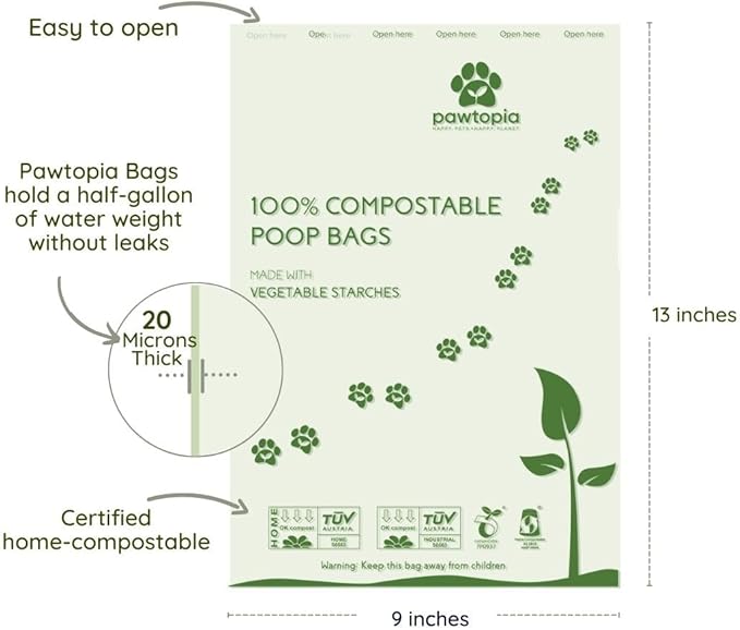 Pawtria Certified Home Compostable Dog Poop Bags (240 Bags + Lavender Carrier), Biodegradable Pet Waste Bags, Vegetable Starches, Leak proof Dog Waste Bags, Light-weight silicone made bag carrier-PurrikoPets