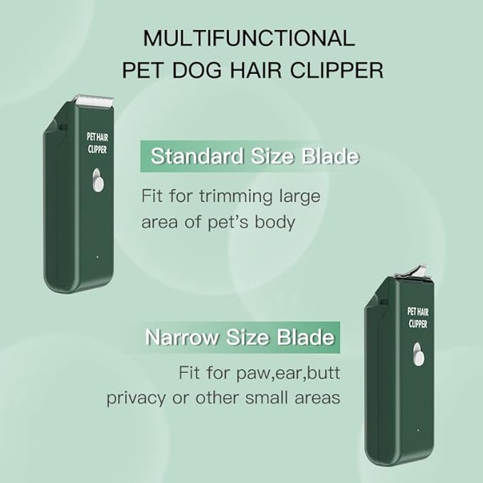 Feet Hair Trimmer, Dog Clippers,Quiet Washable USB Rechargeable Cordless Dog Grooming Kit,Electric Pets Hair Trimmers Shaver Shears for Dogs and Cats Green-PurrikoPets