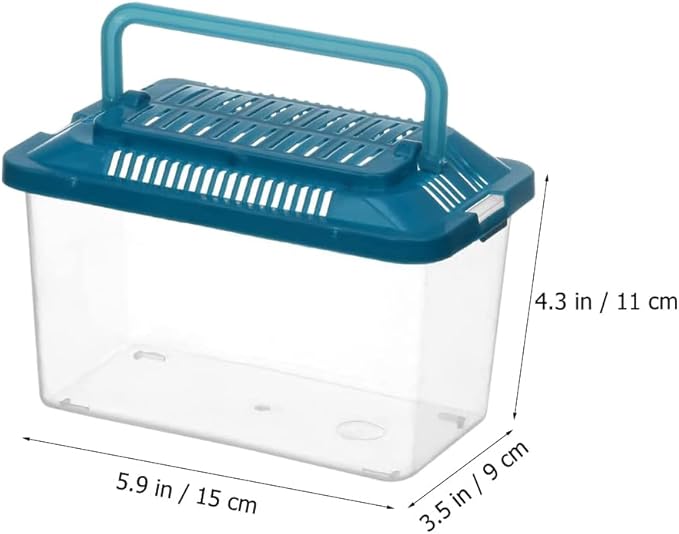 FRCOLOR Portable Plastic Turtle Tank - Transparent Aquarium Carrier Box for Small Pets Ideal for Hamsters Lizards and Fish Easy to Feed and Clean-PurrikoPets
