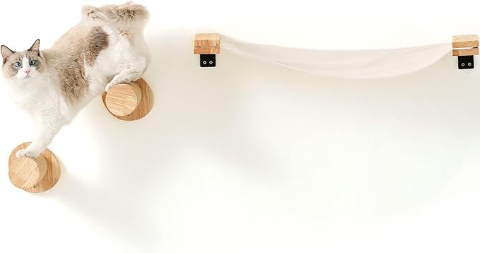 FUKUMARU Cat Wall Furniture, 2 PCS Climbing Shelves Set, Solid Rubber Wood Cat Shelf, Cats Perches for Wall Sleeping, Playing, Jumping and Lounging, 16 inch Drywall Installation-PurrikoPets