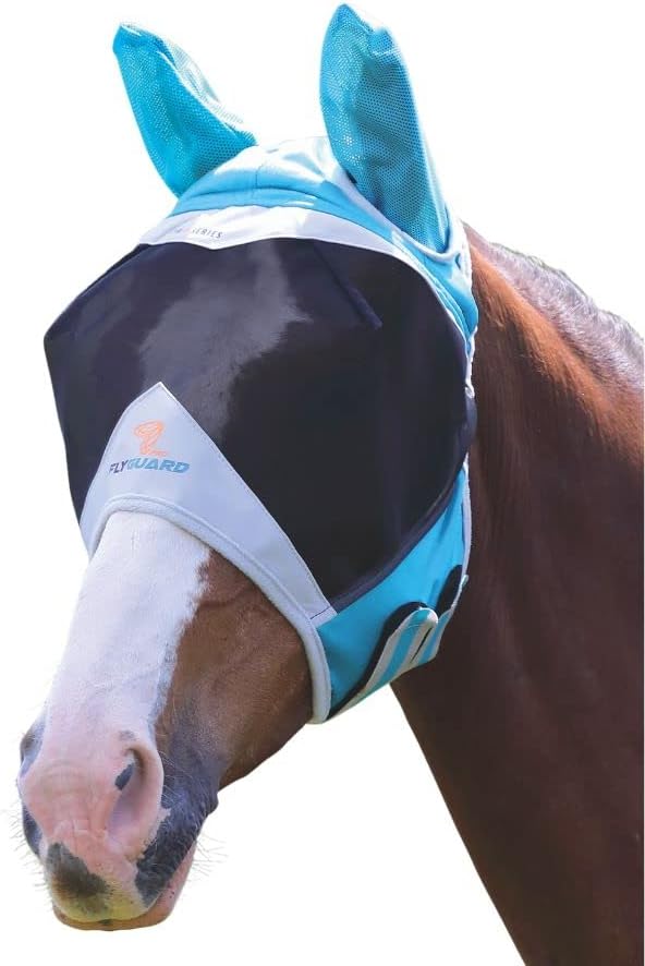 FLYGUARD FINE MESH Fly MASK with Ears (Pony, Teal)-PurrikoPets