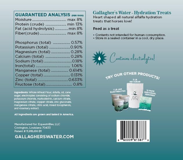 GALLAGHER'S WATER Hydration Treats for Horses. Crunchy Tasty Treats with Electrolytes. 12oz Bag-PurrikoPets