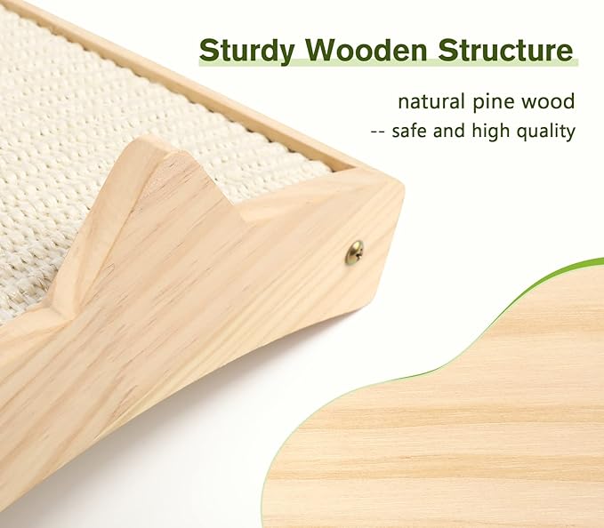 Cat Scratchers for Indoor Cats, Double-Sided Cat Scratcher with Natural Sisal, Scratch Pad for Scratcher Lounge, Durable Solid Wooden Structure-PurrikoPets