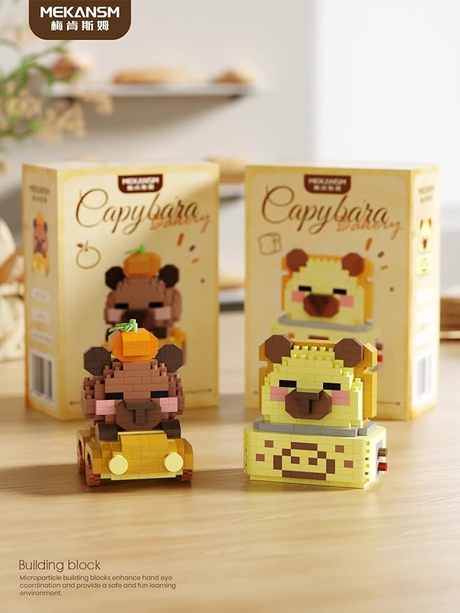 6 Set Cute Capybara Baking Bread Series Mini Building Toy Kawaii Animals Set Micro Adorable Pet Buildings Small Bricks Gifts Toys-PurrikoPets