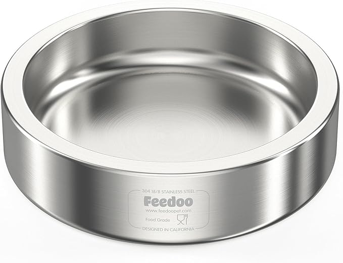 20oz Stainless Steel Cat Food & Water Bowl - Double Walled 304 Stainless Steel Non-Slip Cat Dish | BPA-Free & Dishwasher Safe for Indoor Cats-PurrikoPets