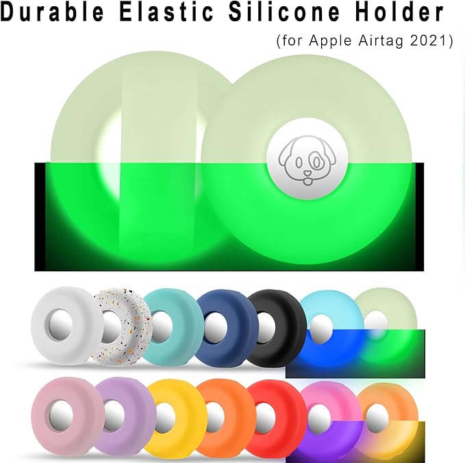 Airtag Holder for Dog Collar, Cibaabo Silicone Air Tag Case Cover Compatible with Apple Airtags for 0.8-1.2inch Cat Pet Collar Harness Loop-PurrikoPets