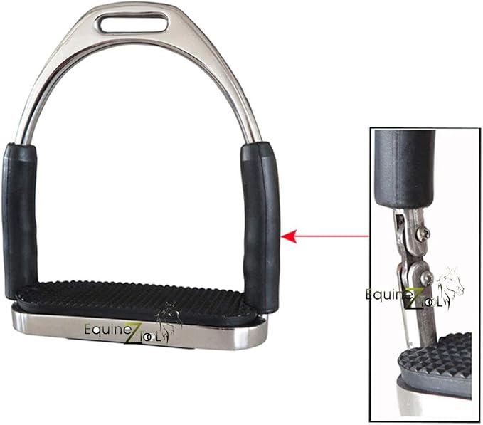 Flex Stainless English Saddle Stirrups Iron Pads Knee Ankle Stress Pain Relief-PurrikoPets
