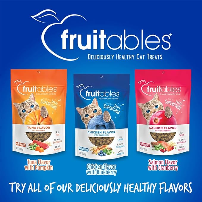 Fruitables Cat Treats Crunchy Cat Treats Packed with Protein Healthy Low Calorie Free of Wheat, Corn and Soy Made with Real Chicken and Blueberry 30 Ounces-PurrikoPets