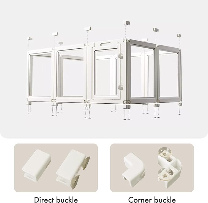 Acrylic Dog Playpen with Door, 24" 10PCS Clear Pet Play Pen Indoor for Small Animals, Transparent Puppy Fence Kennel Rabbit Ferret, Doggie Cages Yard Easy Assemble-PurrikoPets