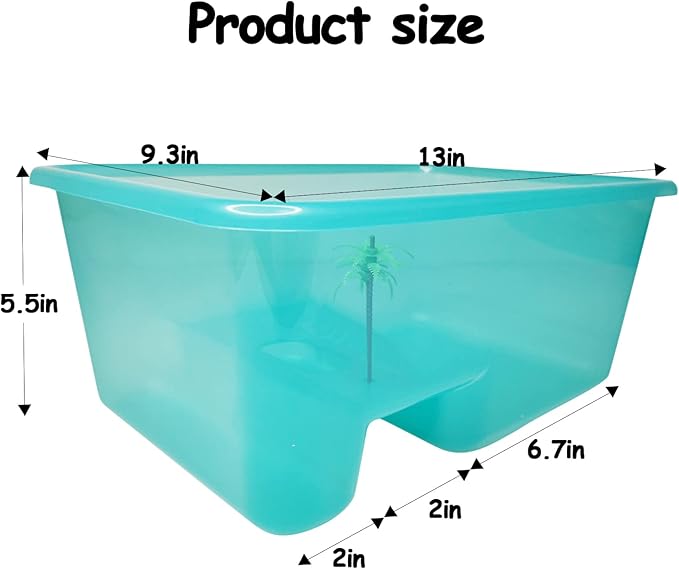 Fhiny Turtle Tank with Lid, Plastic Reptile Terrarium Turtle Breeding Box with Basking Platform Tortoise Aquarium for Crayfish Hermit Crabs Geckos Lizards Habitat Prevent Escaping (Small)-PurrikoPets