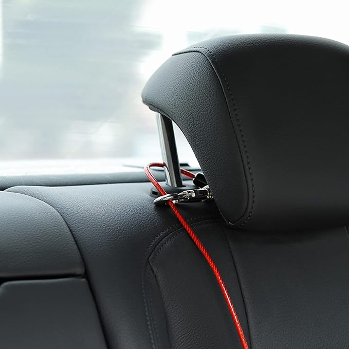 Dog Seat Belt Harness for Car,2pcs Dog Seatbelt of Coated Wire Leash Safety Restraint,No Chew Tether Cable Vehicle Dog Accessories,Double Clips & Latch (2 Pack Red+Blue, 32 inch/80 CM)-PurrikoPets