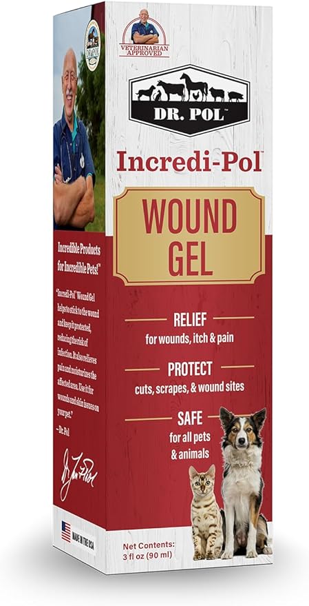 Dr. Pol Incredi-Pol Wound Gel Spray for Dogs, Cats, and All Animals - Dog Wound Care Gel to Relieve Itch and Pain - Protects Wounds, Scrapes, and Incisions - 3 Fluid Ounces-PurrikoPets