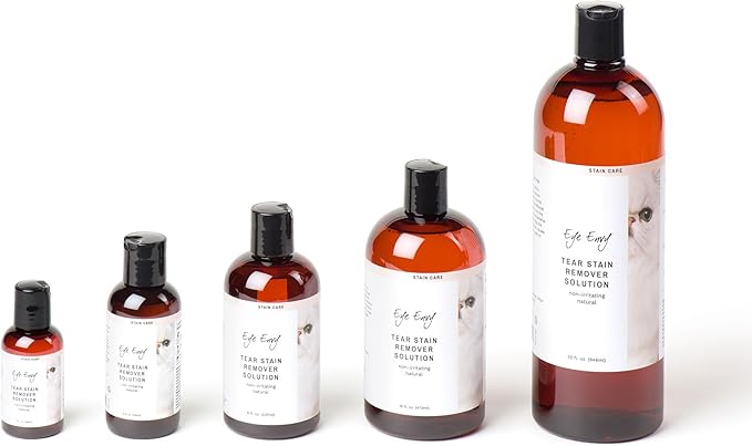 Eye Envy Tear Stain Remover Solution for Cats. 100% Natural, Safe. Treats The Cause of Stains. Recommended by Breeders, Vets, Groomers. Remove Eye Stains from and Exotics. 8 oz. Made in USA-PurrikoPets