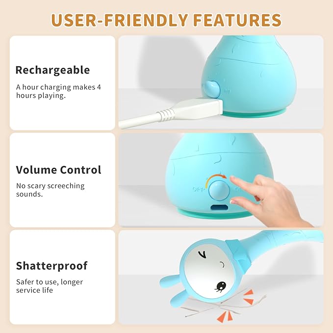 alilo Yoyo Talking Bunny Baby Singing Musical Rattle, Mimicking Toys Repeats What You Say, Preloaded 90+ Audio Content, ABC/Number/Notes Learning Toys for Toddlers Infant Newborn Boy Girl Gifts-PurrikoPets