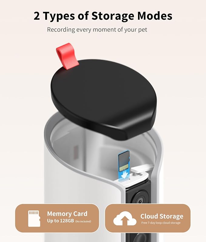 2K Pet Camera Treat Dispenser, 360°View Dog Camera with Phone App, 5G&2.4G WiFi 2-Way Talk Pet Cam Indoor for Cats Remote Treat Tossing, Motion Alerts, Auto Tracking-PurrikoPets