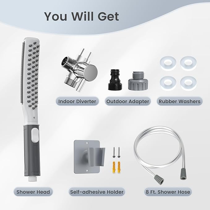 Dog Shower Attachment, Dog Shower Wand for Fast and Easy Washing Dog, Pet Shower Head with 3 Spray Modes, 8-Foot Hose, Indoor Outdoor Bath Your Dog-PurrikoPets