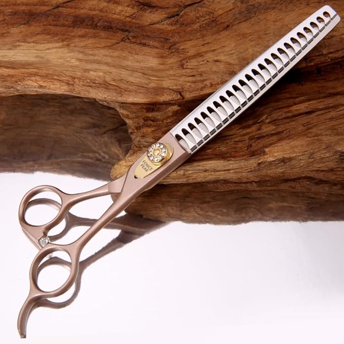 Fenice Peak Thinning Shears for Dogs and Cats Rose Gold Pet Grooming Scissors Chunkers Shears 440C Stainless Steel Professional Dog Trimming Scissors 8''-PurrikoPets
