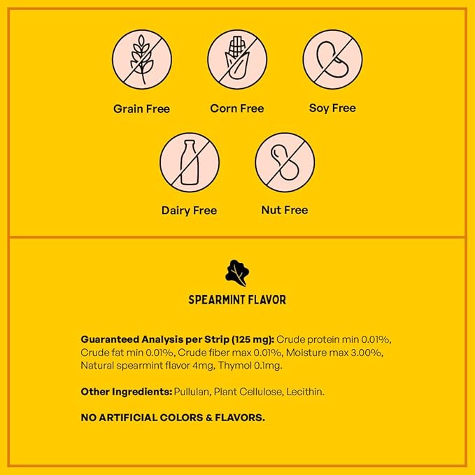 Fresh Breath Oral Strips for Dogs & Cats | Natural Spearmint & Thymol for Easy and Convenient, All-Natural Oral Care (30 Oral Dissolving Strips)-PurrikoPets