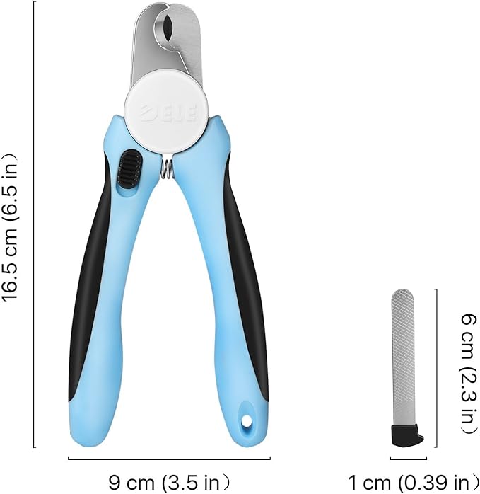 Flexzion Dog Cat Nail Clipper and Trimmer, Pet Toe Claw Scissor Grooming Tool with Stainless Steel Blades File Easy Grip Handle Safety Guard Avoid Overcutting for Small Medium Large Breed Puppy, Blue-PurrikoPets