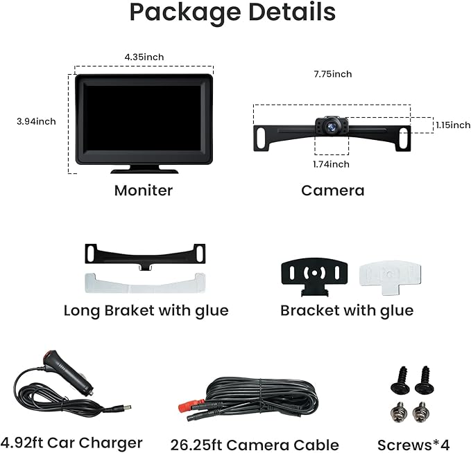 5'' HD 1080P Backup Camera, Backup Camera for Car, Reverse Rear Camera with Night Version 130° Wide Angle, Waterproof, Strong Signal for Car, Van, Truck, Trailer-PurrikoPets