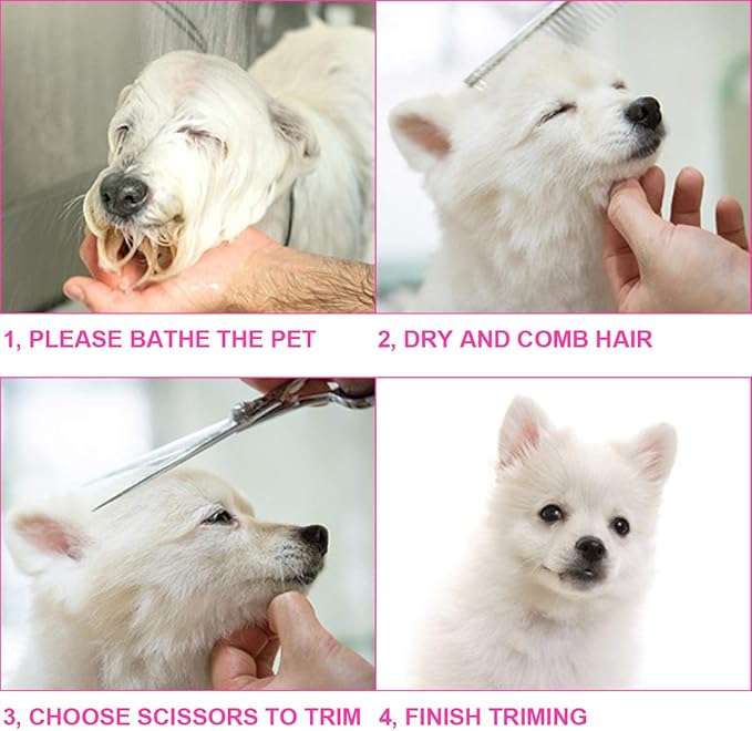 5 in1 Dog Grooming Scissors Kit, Professional Dog Scissors for Grooming with Safety Round Tips, Titanium Coated Grooming Shears for Dogs Cat Pet At Home-PurrikoPets