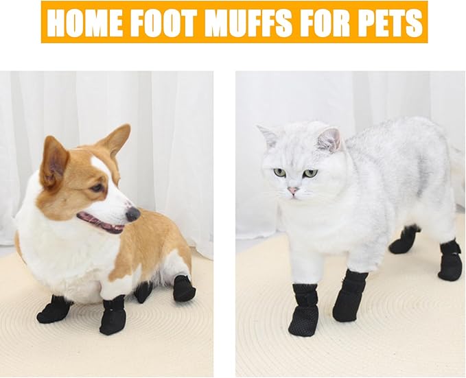 4 PCS Cat Boots, Cat Mittens to Prevent Scratching, Breathable Mesh Cat Foot Covers, Adjustable Cat Claw Protectors or Cats When Bathing and Nail Trimming-PurrikoPets