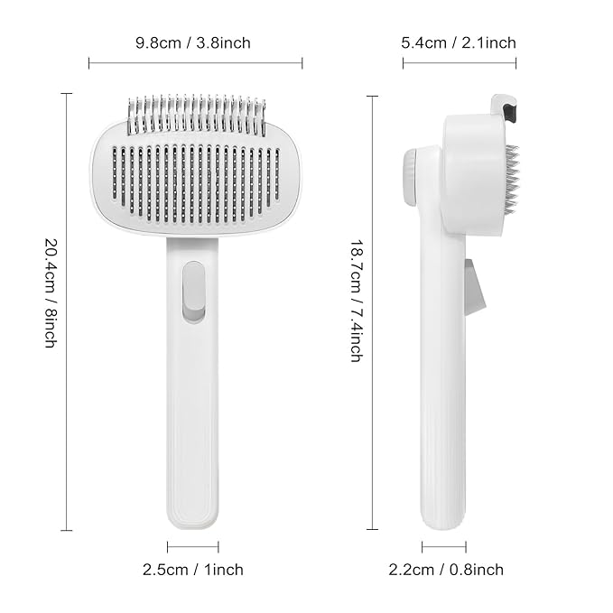 2-in-1 Deshedding Brush & Dematting Comb for Cats, Cat Brush for Long Haired Cats, Effectively Removes Matted Fur & Tangles, White-PurrikoPets