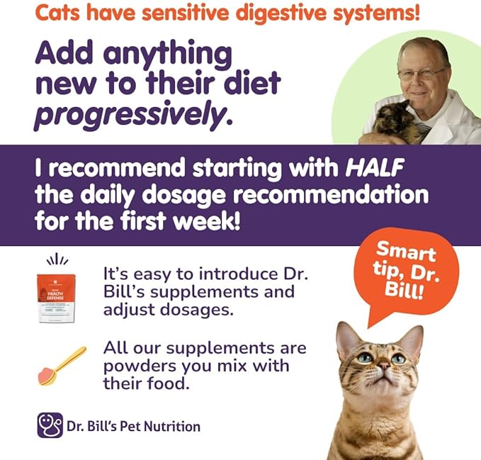 Dr. Bill’s Feline Ultimate Fitness & Health | Cat Multivitamin Powder - Daily Supplement | Weight Control, Joint, Brain, Heart & Immune Support | Omega 3s, Collagen, B Vitamins, Taurine, Amino Acids-PurrikoPets