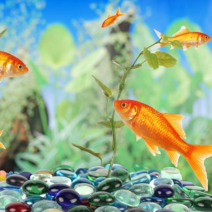 FUTUREPLUSX 1LB Multicolored Flat Glass Marbles, Mixed Mancala Stones Pebbles Flat Beads Mosaics Gemstones for Vase Filler Table Scatter Home Decor-PurrikoPets