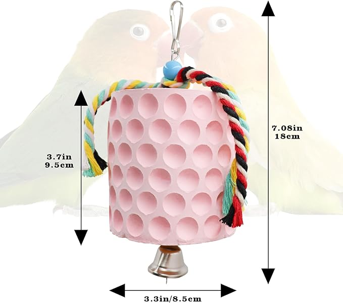 Extra Large Bird Chewing Toy, Parrot Beak Grinding Calcium Stone with Bells, Bird Cage Accessories, Cage Toys for Cockatiel Parakeet Parrot Budgies Rat Hamster Chinchilla Rabbit Bunny African Grey-PurrikoPets