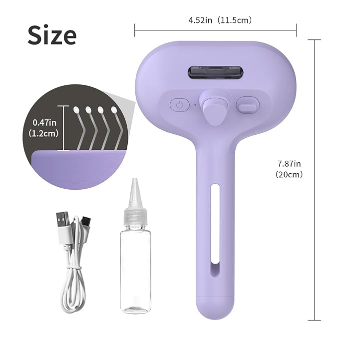 3 in 1 Steam Cat Brush for Shedding - Self-Cleaning Dog Grooming Tool for Long and Short Hair Pets - Removes Static, Flying Hair, and Loose Fur (Purple)-PurrikoPets