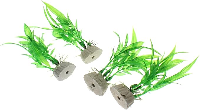 4 Pcs Green Artificial Plastic Plants Fish Tank Plants Fish Aquarium Decoration-PurrikoPets