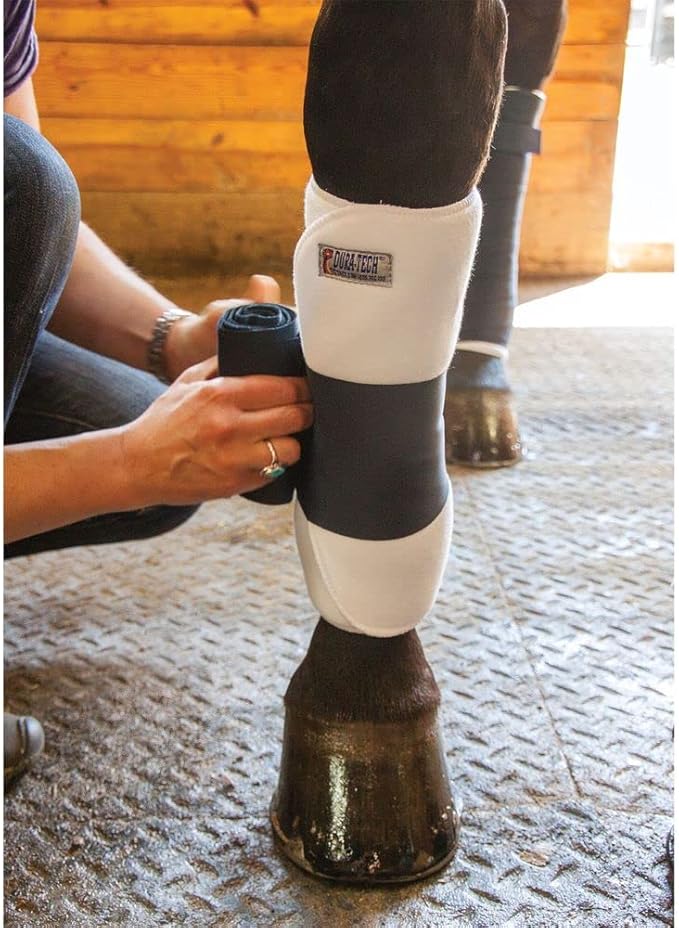 Dura-Tech Tekno-Dri No Bow Leg Wraps for Horses | Size 12" | Enhanced with Tekno-Dri | Sweat-Absorbing | Ideal for Stall Wrapping & Trailering | 30" Long | Sold in Pairs-PurrikoPets