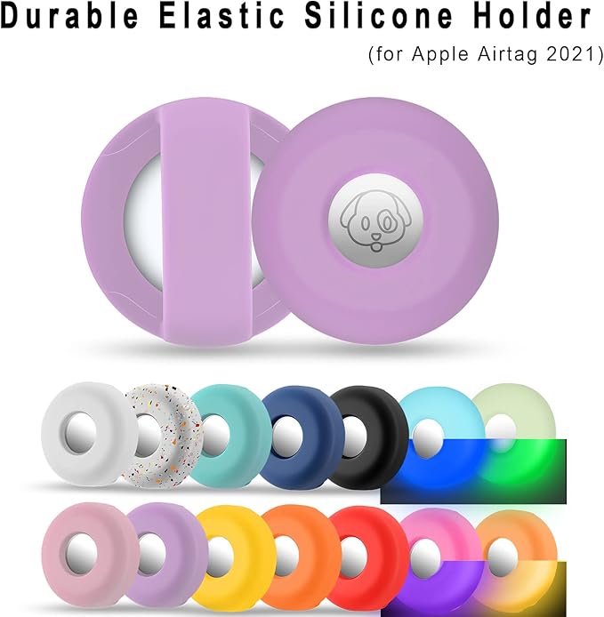 for Airtag Holder for Dog Collar, Cibaabo Silicone Air Tag Case Cover Compatible with Apple Airtags for 0.8-1.2inch Cat Pet Collar Harness Loop-PurrikoPets