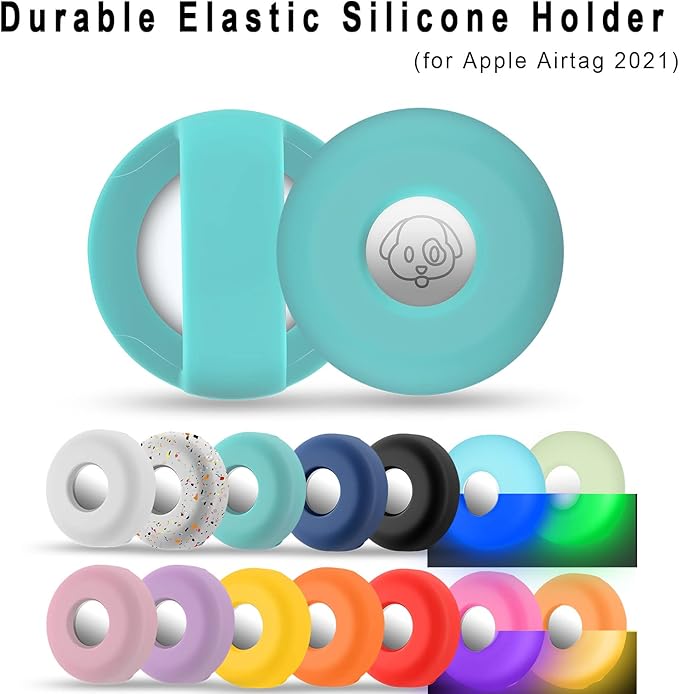 Airtag Holder for Dog Collar, Cibaabo Silicone Air Tag Case Cover Compatible with Apple Airtags for 0.8-1.2inch Cat Pet Collar Harness Loop-PurrikoPets