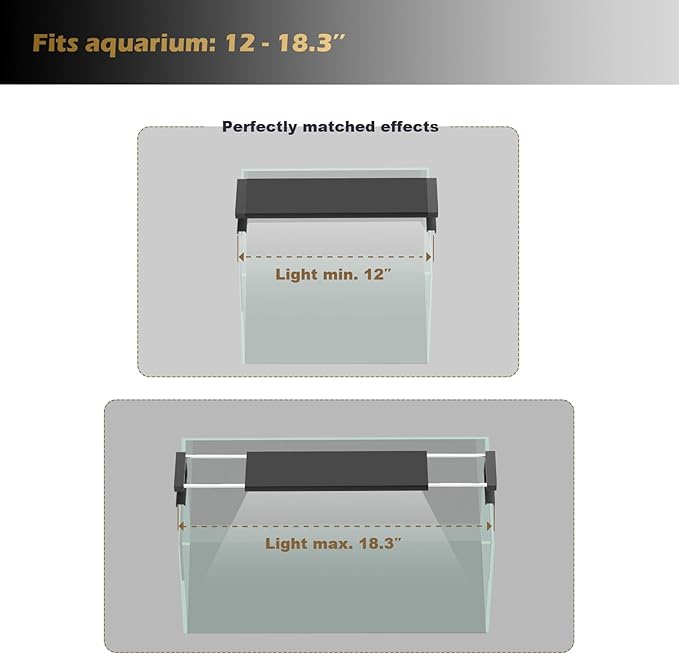 GLOWRIUM Smart Aquarium Light, Bluetooth + WiFi Dual Control Freshwater Fish Tank Light with App, Multi-preset Spectrum, Brightness Adjustable, Anti-Drop, Real Time Water Temperature Sensor (12-17 in)-PurrikoPets