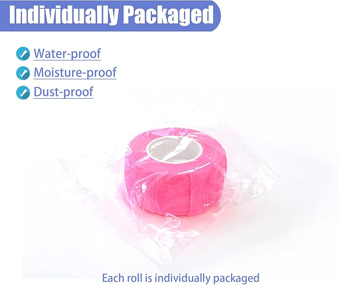 9 Pack 1" x 5 Yards Self Adhesive Bandage Wrap Self Stick Wrap for Ankle, Wrist, Finger, Sports, Breathable Cohesive Vet Tape for Pets (Pink)-PurrikoPets