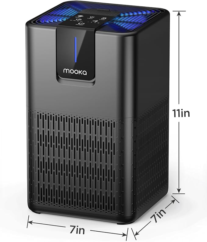 Air Purifiers for Home Large Room Up to 1250 Ft²,MOOKA H13 HEPA Air Purifier for Pets Dust Odor Smoke,Aromatherapy Function,Air Cleaner with 15dB Quiet Sleep Mode for Bedroom Office Living Room,Black-PurrikoPets