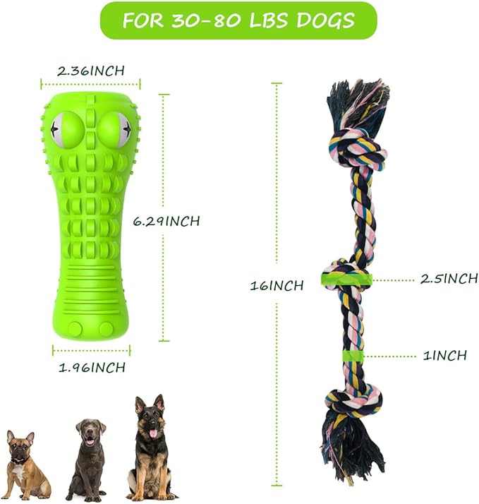 Dog Toys for Aggressive Chewers Large Medium Breed, Indestructible Dog Toothbrush Chew Toys, Squeaky Interactive Tough Extremely Durable, Dogs Toys to Keep Them Busy-PurrikoPets
