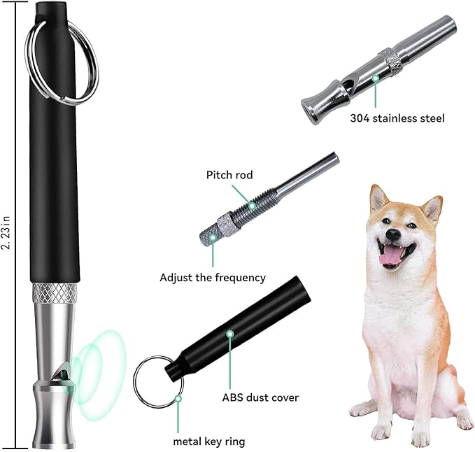 3 Pack Dog Whistle to Stop Barking Neighbors Dog - Adjustable Ultrasonic Silent Dog Whistle for Professional Training & Bark Control, with Lanyard (Black/White) - Effective Recall & Long Range-PurrikoPets