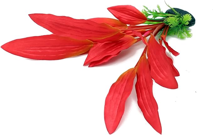ALEGI Silk Aquarium Plants, 12 Inch Artificial Silk Plants Decorations for Fish Tank,Aquarium Décor Plastic Plants (Red, 2 Pack)-PurrikoPets
