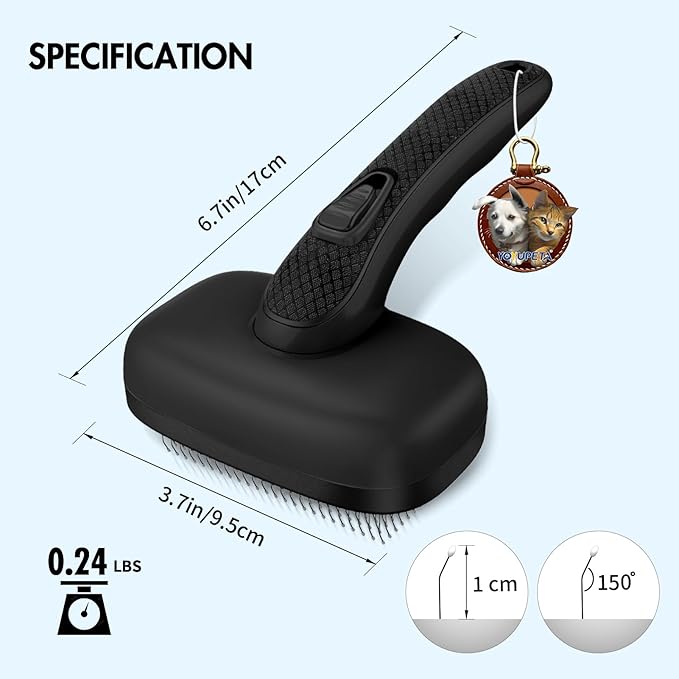 Dog Self Cleaning Slicker Brush for Shedding, Ideal for Short Long Haired Dogs, Including Cat. Removes Loose Fur, Undercoat, Mats, Tangled Hair. Suit for Large Medium Small Animal, Black-PurrikoPets